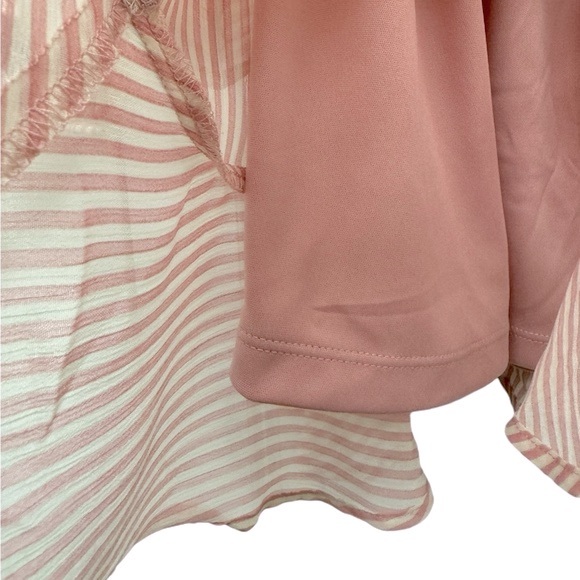 New! Fourteenth Place stripped long sleeve dress, layered, ruffles, pink, XS - Picture 7 of 8